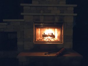 fire in fireplace at lodge